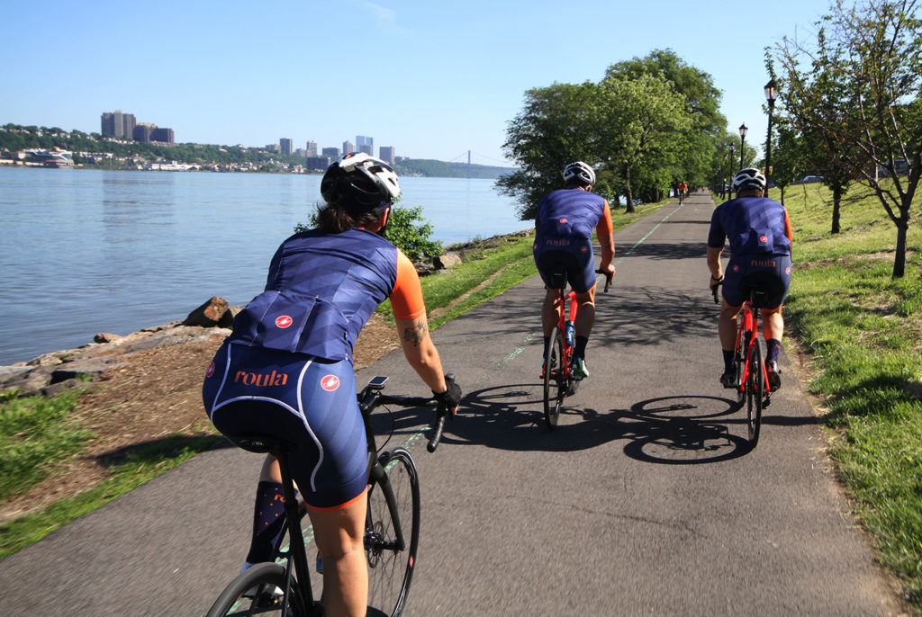 Roula Cycling on the Hudson River Park bike path