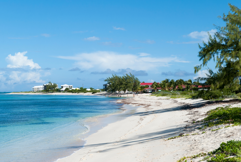 The empty beach in Cockburn Town on Grand Turk island (Turks and Caicos Islands).