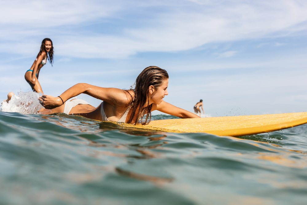 Surfing at Medao Beach in Lisbon, Portugal