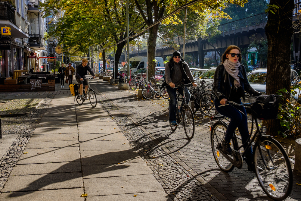 Kreuzberg district bike path in Berlin, Germany